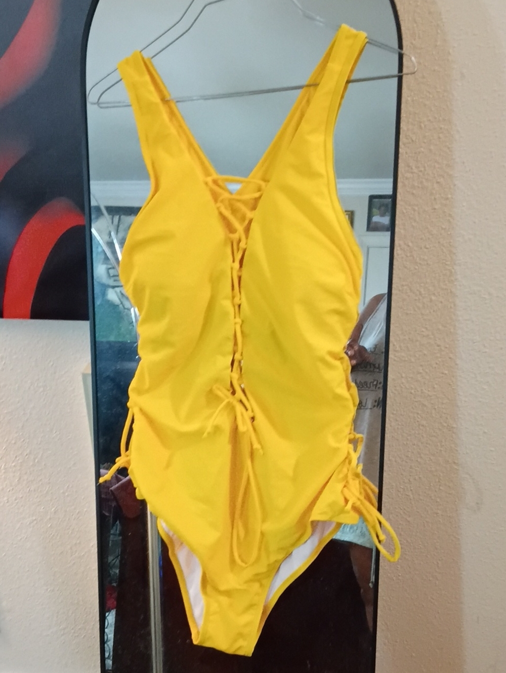 Kids Yellow Lace-Up One-Piece Swimsuit